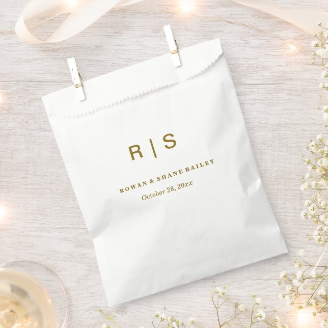 Elegant Brown Monogram Wedding Favor Bag (Clipped)