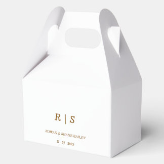 Elegant Brown Monogram Wedding Favor Boxes