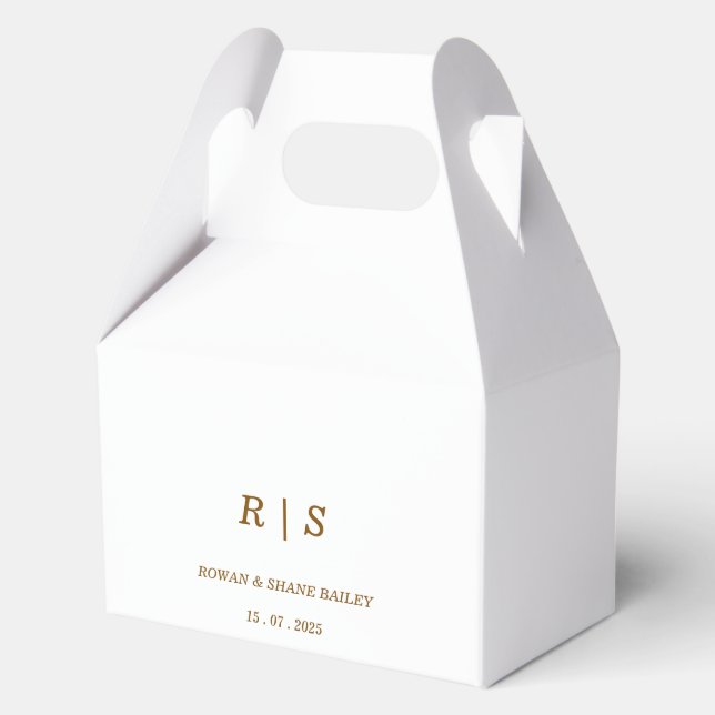 Elegant Brown Monogram Wedding Favor  Boxes (Front)