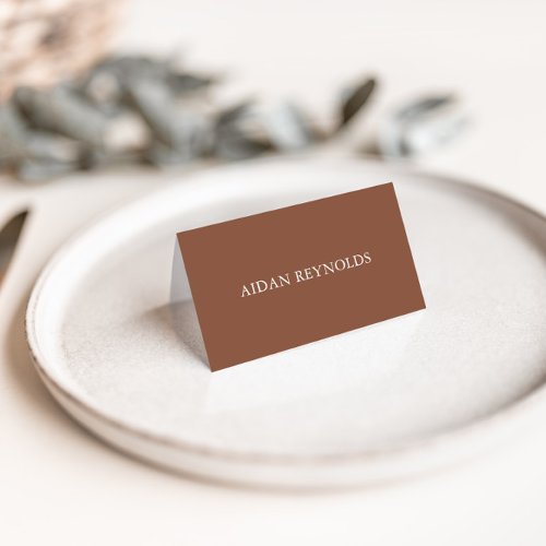 Elegant Brown Monogram Wedding Place Card