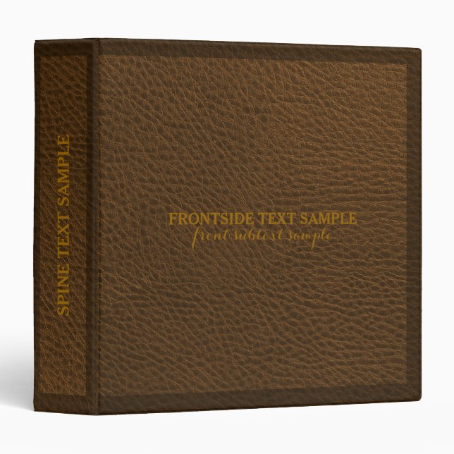 Elegant Brown Natural Faux Leather Print 3 Ring Binder (Front/Spine)