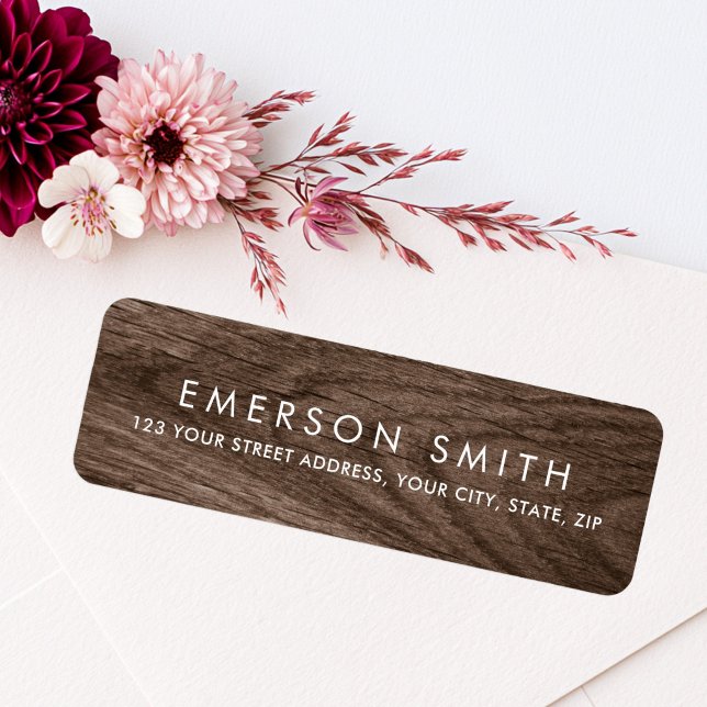 Elegant brown oak wood grain modern return address label (Elegant brown oak wood grain modern return address label)