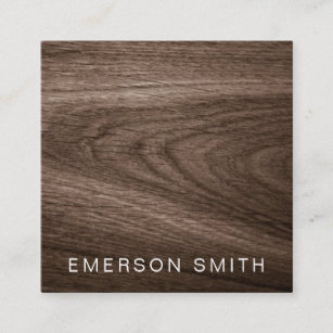 Elegant brown oak wood modern professional square business card