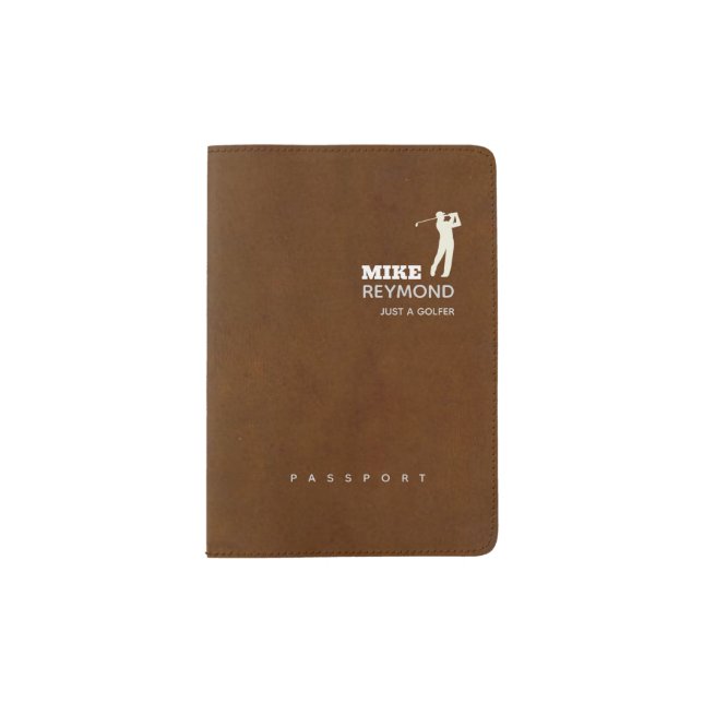 Elegant Brown Passport Holder for a Golfer  (Front)