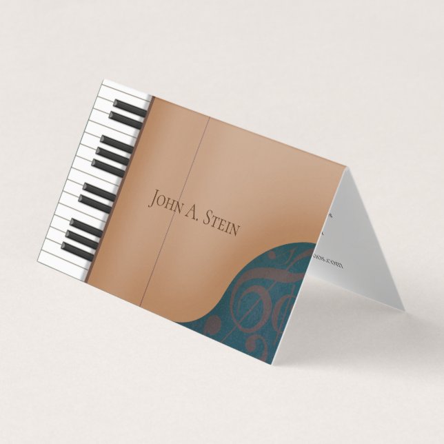 Elegant Brown Piano Musician & Music Industry Business Card (Front)