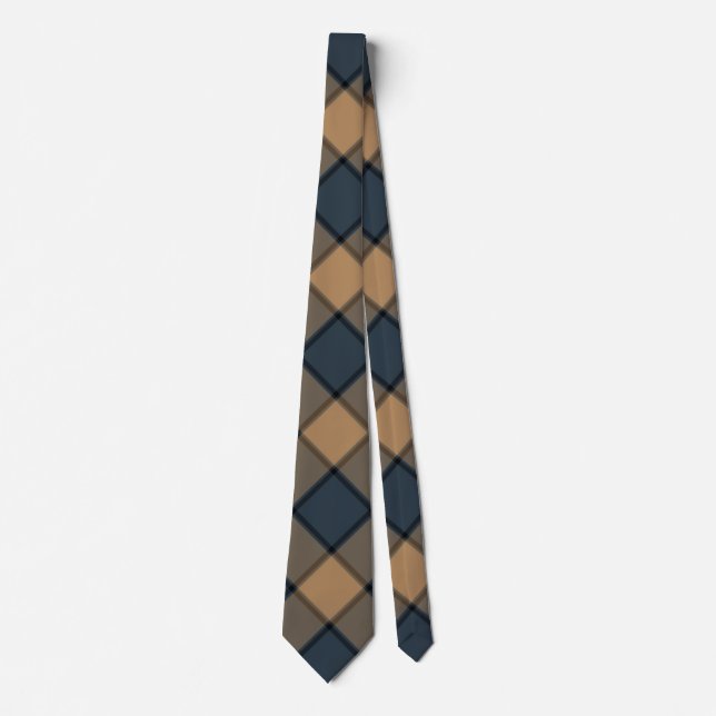 Elegant Brown Plaid Neck Tie For Men Necktie (Front)