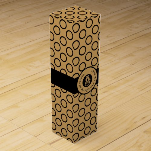 Elegant Brown Polka Dot Pattern Custom Logo Text Wine Box