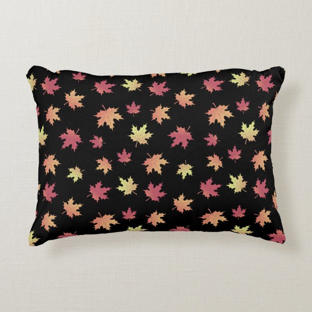Elegant Brown Red Autumn Leaves Pattern | Accent Pillow (Front)