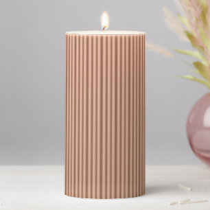 Elegant Brown Ribbed Pattern Pillar Candle 3x6
