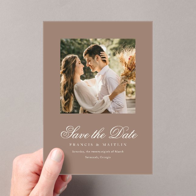 Elegant Brown Romantic Photo Wedding Save the Date (Insitu (Handheld))