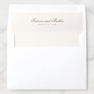 Elegant Brown Romantic Wedding Envelope Liner