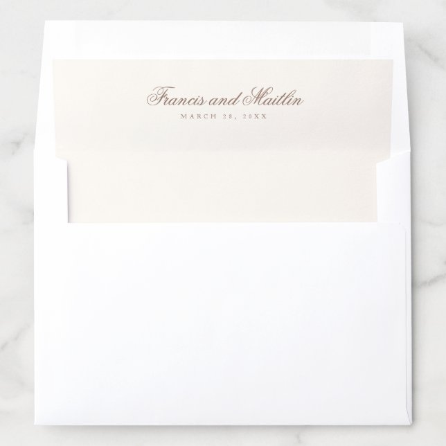 Elegant Brown Romantic Wedding Envelope Liner (In Envelope)