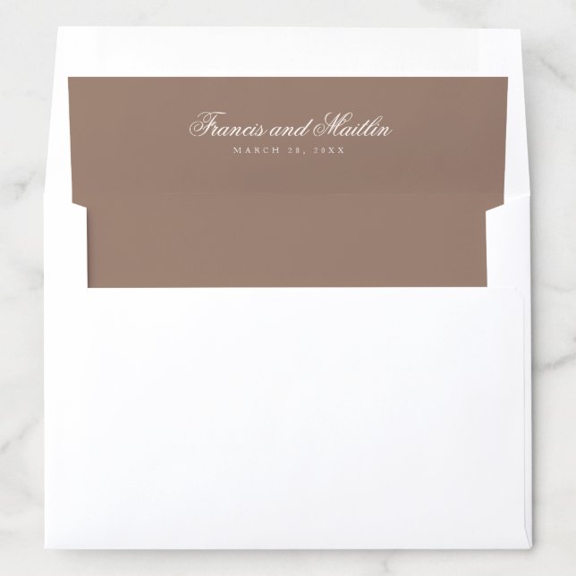 Elegant Brown Romantic Wedding Envelope Liner (In Envelope)