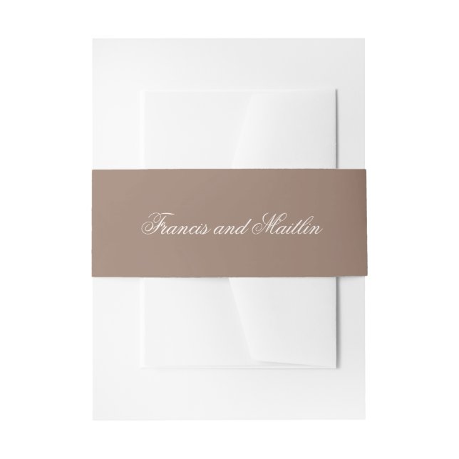 Elegant Brown Romantic Wedding Invitation Belly Band (Front Example)