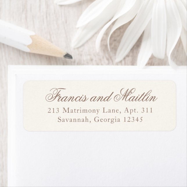 Elegant Brown Romantic Wedding Label (Insitu)