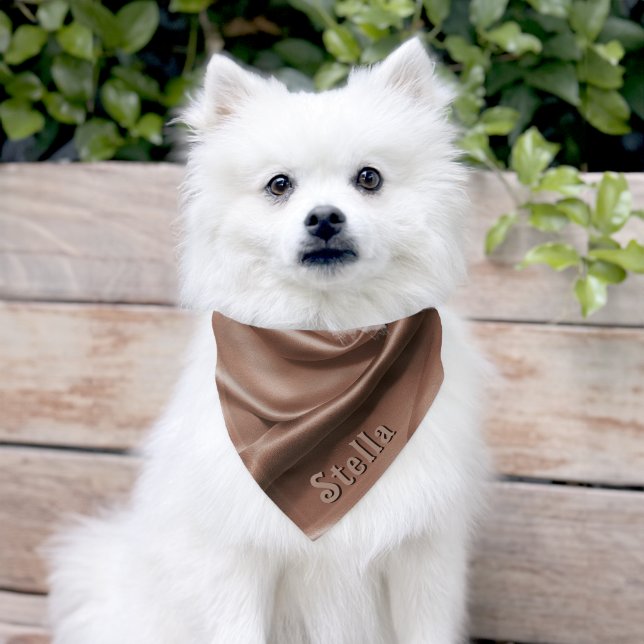 Elegant Brown Satin-look Personalized  Pet Bandana Collar (Dog)
