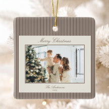 Elegant Brown Stripes Christmas Photo