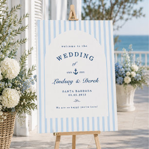 Elegant Brown Stripes Coastal Nautical Wedding Foam Board