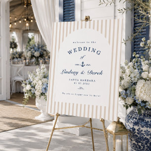 Elegant Brown Stripes Coastal Nautical Wedding Foam Board