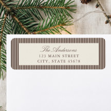 Elegant Brown Stripes Return Address