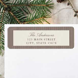 Elegant Brown Stripes Return Address Label