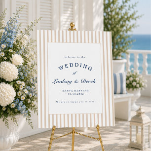 Elegant Brown Stripes Wedding Foam Board