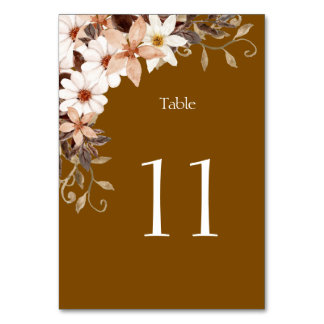Elegant Brown Table Number Card