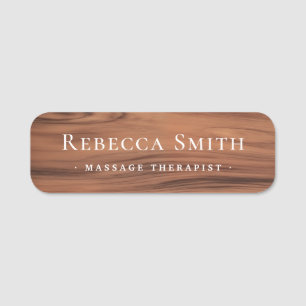 Elegant brown teak wood grain look name and title name tag