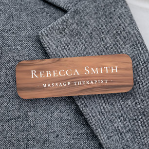 Elegant brown teak wood grain look name and title tag