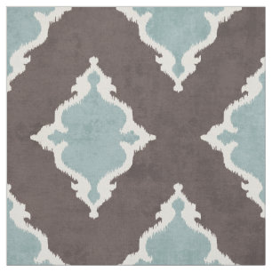 elegant brown turquoise damask ikat tribal pattern fabric