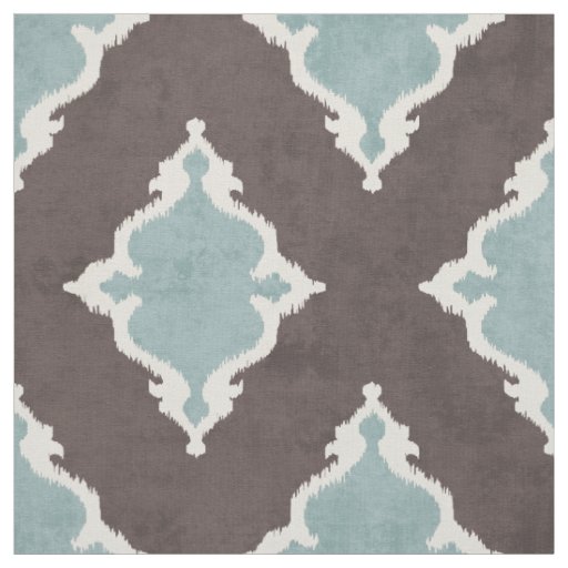 elegant brown turquoise damask ikat tribal pattern fabric