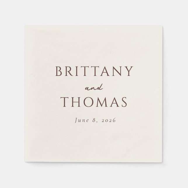 Elegant Brown Typographic Napkins (Front)