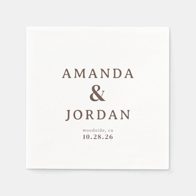 Elegant Brown Typographic Napkins (Front)