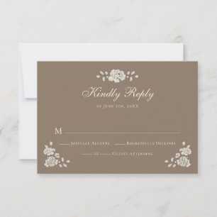 Elegant Brown Vintage Floral RSVP Card