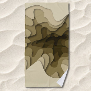 Elegant Brown Wavy Lines Summer Beach Towel