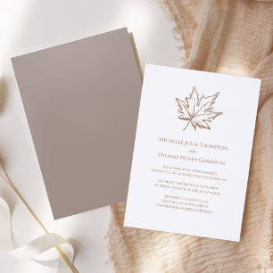 Elegant Brown Wedding Botanical Leaves Invitation