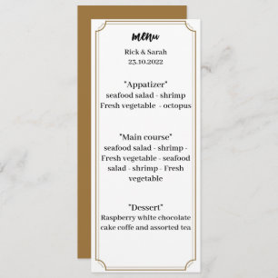 Elegant Brown Wedding Dinner Menu