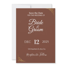 Elegant Brown Wedding Invitation | Rustic Neutral 