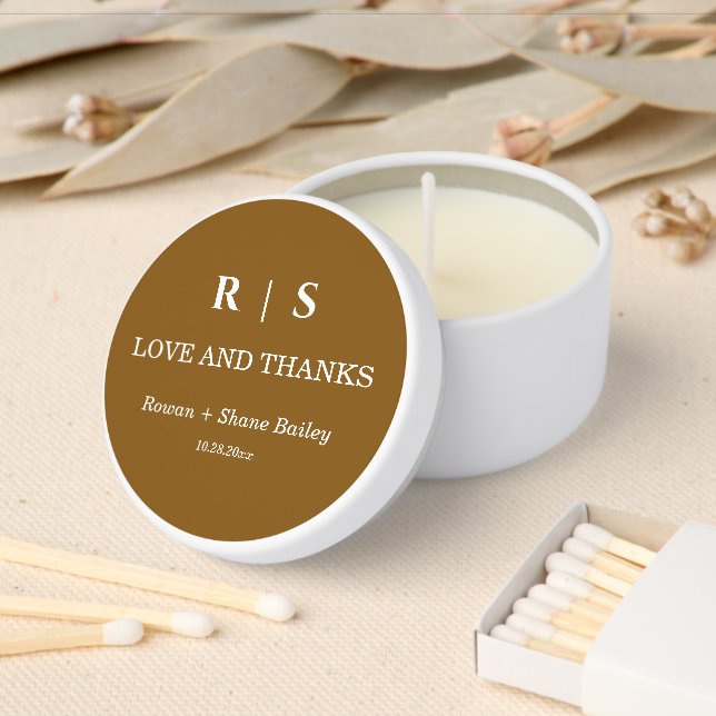 Elegant Brown Wedding Mini Candle Favors (Insitu)