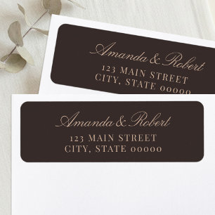 Elegant Brown Wedding Return Address Label