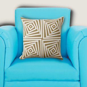 Elegant Brown & White Box Spiral Throw Pillow
