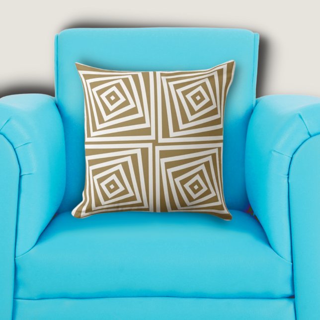 Elegant Brown & White Box Spiral Throw Pillow (Elegant Brown & White Box Spiral Throw Pillow)