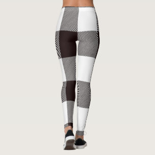 Elegant Brown & White Plaid Leggings