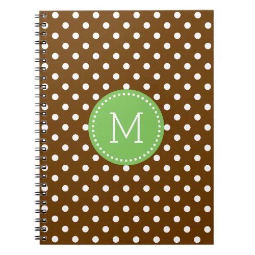 Elegant brown  White Polkadots Pattern Notebook