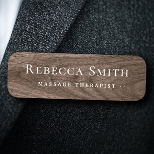 Elegant brown wood grain look name and title name tag