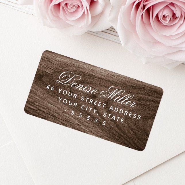 Elegant brown wood grain return address label (Elegant brown wood grain return address label)
