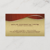 Elegant Brown Wood, Metallic Gold Background Business Card (Back)