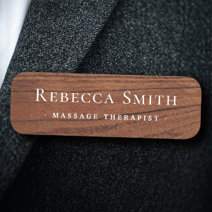 Elegant brown wood name and title name tag