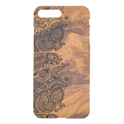 Elegant Brown Wood Texture  Black Lace iPhone 8 Plus7 Plus Case