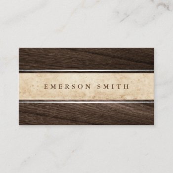 Elegant Brown Wood Vintage Parchment Aged Paper Business Card by TheStationeryShop at Zazzle
